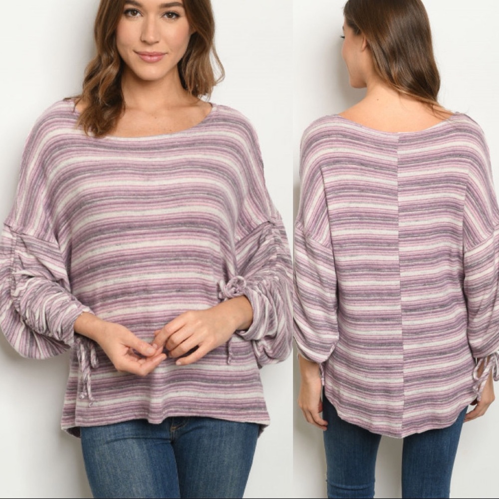 🆕Round Neck Lavender Stripes Top